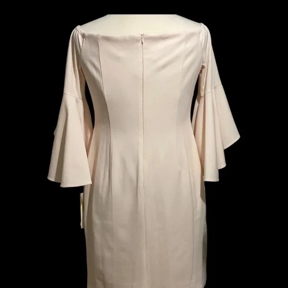 🛑SOLD🛑Calvin Klein Off the Shoulder Sheath Ruffled Sleeve Dress Women Size 14 - Picture 9 of 12